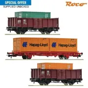 Roco HO 1:87 Qty 3x Container Wagons DB AG German Era VI NEW UNBOXED