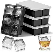 ACOOKEE Large Ice Cube Tray for Lids 4 Pack, Whiskey Big Square Ice Cube Maker for Cocktail Silicone Old Fashioned Ice Molds