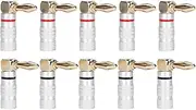 Nutriess Banana Plugs 24K Copper Gold Plated Aluminum Case Right Angle 10 Pcs for 4mm Speaker Cable Sound Jack Speaker Connector Speaker Wire Audio System