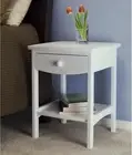 White Wooden Nightstand Bedside Table 1 Drawer End Side Storage Shelf Bedroom
