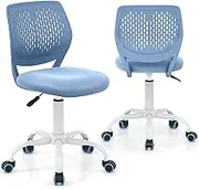 LUARANE Kids Desk Chair, Adjustable Swivel Chair for Children, Armless Mesh Task Study Chair with Lumbar Support, Adjustable Height, Universal Wheels, Rolling Computer Chair for Bedroom, Office