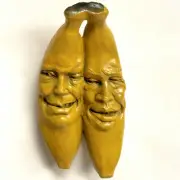 Unique Collectible Cast Stone Banana Faces, Signed by Sculptor ClayBraven