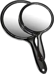 OMIRO Hand Mirror, Double-Sided Handheld Mirror 1X/3X Magnifying Mirror with Handle, Set of 2 (Transparent Black)