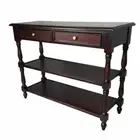 Solid Mahogany Wood Hall Table Round Leg 3 Tier Antique Reproduction Style