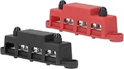 2Pcs Power Distribution Block, 250A DC 48V 4 Termina Marine Bus Bar for Boat Automotive Solar System, M8 Screw Car Audio Power Distribution Box for RV