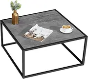 [SAYGOER] Small Coffee Table Square Modern Coffee Tables for Small Space Low Center Table for Living Room Office, Wood Top with Metal Frames, Easy Assembly, Gray Wood