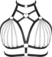 [PETM•HS] Punk Womens Plus Size Harness Body Chain Accessories Tops Breast Cage Hollow Out Strappy Bra Rave Gothic Lingerie Waist Belts