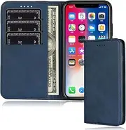 FROLAN for iPhone X/Xs Wallet Case with Card Holder, Premium PU Leather Credit Slot Flip Folio Book Drop Protection Shockproof Phone Cover for iPhone X/Xs 5.8 Inch - Navy Blue