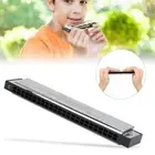 C Key Harmonica 24‑Hole Polyphonic Student Playing Accentd Mouth OrganSilver GRS