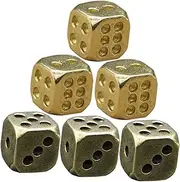 NAMOARLY 6Pcs Vintage Copper Dice for Table Games Retro Party Favors Unique Carnival Decor for Nightclub and Birthday Celebrations