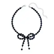 Fashionable Black Beaded Pendant Necklace Adjustable Size Necklace for Everyone