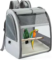 UOSIA Bird Backpack Carrier with Perch – Small Pet Carrier Portable Travel Cage for Parrots, Bunnies, Guinea Pigs, Hamsters & Reptiles