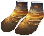 [QMNVBDS] Beautiful Gold Sunset Socks Ankle Length Socks Casual Short Socks for Women Men Low Cut Sports Socks Running Socks No Show Socks Ankle Socks Athletic Socks Workout Socks, Style, One Size