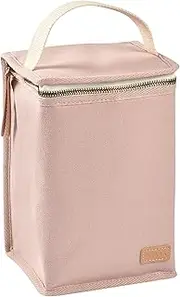 BÉABA, Insulated Baby Meal Bag Large Bottle Storage Large Capacity Full Food Transport Soft Material Foldable Waterproof Fabric Powder Pink