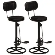 vidaXL Bar Stools 2 pcs Black Real Goat Leather