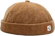 [DURINM] Corduroy Docker Cap Without Visor Casual Men's Docker Cap Sailor Hat Docker Hat Harbour Hat Sailor Cap Brimless Cap Men's Hat Adjustable