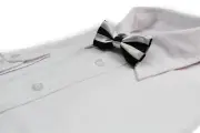 Boys White & Black Horizontal Striped Patterned Bow Tie