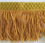 VINTAGE UNUSED 28 YARDS x 3" SILK BULLION FRINGE TRIM YELLOW GOLD EX-CONDITION