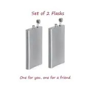 2-Pack 12 oz Liquor Pocket Hip Flask Stainless Steel Whiskey Screw Cap Flagon