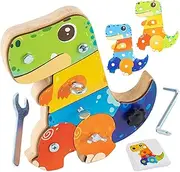 Screwdriver Board Set | Wood STEM Learning Game | Educational Dinosaur Screw Board for Toddler Enhances Fine Motor Skills, Hand Eye Coordination, Sensory Play Activities