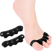 2 Pairs Toe Spacers for Women and Men, Toe Separators for Pedicure, Bunion Corrector, Hammer Toe Straightener, Plantar Fasciitis, Toe Spreaders for Foot Pain Relief and Foot Health. (Black)