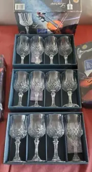 Longchamp Wine Glasses 3 Sets Of 4 (12) Crystal 6 1/2" Elegant Wedding