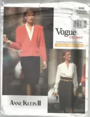 Vogue Sewing Pattern 2433, Anne Klein Vintage Jacket, Skirt, Blouse, 6 -10 Uncut