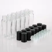 [Packmyproduct] 12 X 10Ml Clear Glass Roll-On Bottle Set | Roller Bottles for Es