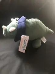 Carters Dinosaur Triceratops Green Blue Baby Soft Toy Plush Stuffed Animal New