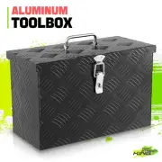 16'' W Waterproof Black Aluminum Pickup Truck Bed Tool Box w/ Fixed Top Handle