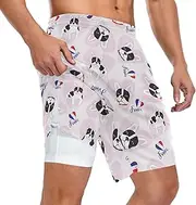 [ZZXXB] French Bulldog Love Heart Athletic Shorts for Men with Pockets 2 in 1 Quick Dry Running Shorts S-3XL