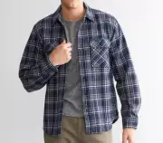 BRIXTON Men's BOWERY HEAVY WEIGHT L/S Flannel Shirt - Navy/Grey - XXL - NWT