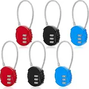 [Ferraycle] Combination Lock 3 Digit Luggage Locks Small Gate Locks TSA Bag Locks Waterproof Travel Padlock for School Gym Sports Fence Toolbox Gate Case, Hasp Storage (Red, Black, Blue,6 Pieces)