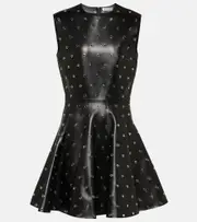 [Alaia] Alaïa Studded A-line leather minidress AU 12 black