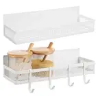 2 Pcs Magnetic Shelf For Refrigerator Magnetic Spice Rack With Hooks Metal