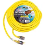 U.S. Wire 68100 100 Ft. Single Tap Extension Cord w/ Lighted Ends 10/3 Ga.