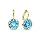 Myjs Bella Earrings With 4 Crt Aquamarine Swarovski Crystals Gold Plated