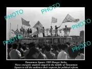 OLD POSTCARD SIZE PHOTO OF 1989 TIANANMEN SQUARE PROTESTS HUNGER STRIKE