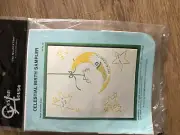 unused Custom House Celestial birth Sampler stamped to embroider Moon & Stars