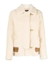 gold-tone clasp fastening coat M milky white