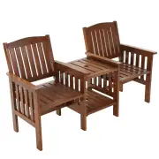 Outdoor Garden Bench Loveseat Wooden Table Chairs Patio Furniture Brown