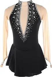 [Zagitova] Figure Skating Dress for Girls Patchwork Handmade Women Ice Competition Dance Outfit with Shiny Rhinestone