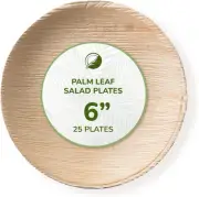 TCC - Palm Leaf Salad Plates, 6" round, 25 pcs, 1/2 inch deep, Bamboo & Wood Sty