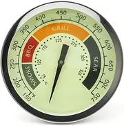3 1/8” Accurate Luminous BBQ Thermometer Gauge for Oklahoma Joe’s Smokers 3695528R06 & Most Charcoal Pellet Wood Pit Smoker Grills, 1/2 NPT Male Thread Temperature Gauge Replacement, Grill Thermostat