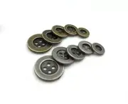 4 Holes Buttons Antique Silver Bronze Button Round Sewing Material Craft Decor