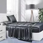 Silk Satin Sheets, Full Size Satin Bed Sheet Set with Deep Pockets, Cooling S...