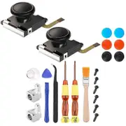 2-Pack 3D Joycon Joystick Replacement,Analog Thumb Stick Joy Con Repair Kit for Nintendo Switch, with Cross Screwdriver black