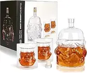 AUTIORE Transparent Creative Whisky Decanter, Whisky Carafe for Whisky, Vodka and Wine, 1 x Stormtrooper Bottle Decanter(750 ml) & Stormtrooper 2 Glasses (8.5 x 9.5 x 9 cm)
