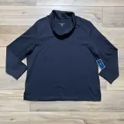 Karen Scott Sport Womens Long Sleeve Funnel Neck Top Size XXL Deep Black