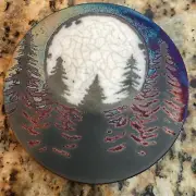 Fir tree Coaster Raku Pottery, handmade, handsigned - NEW